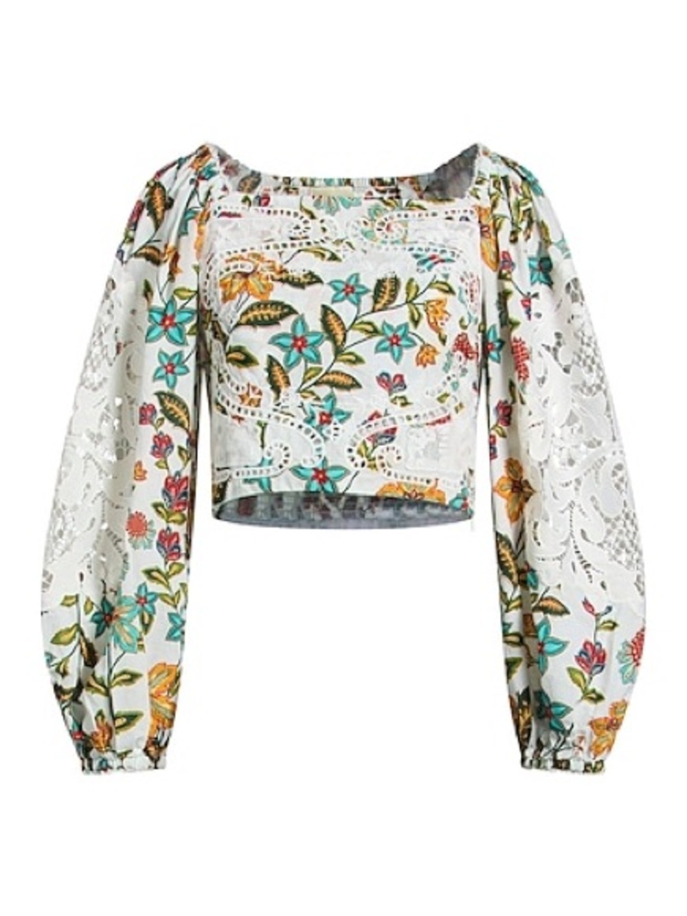 NWT $198 FARM RIO OFF-WHITE LACE BOTANICALS BLOUSE XL